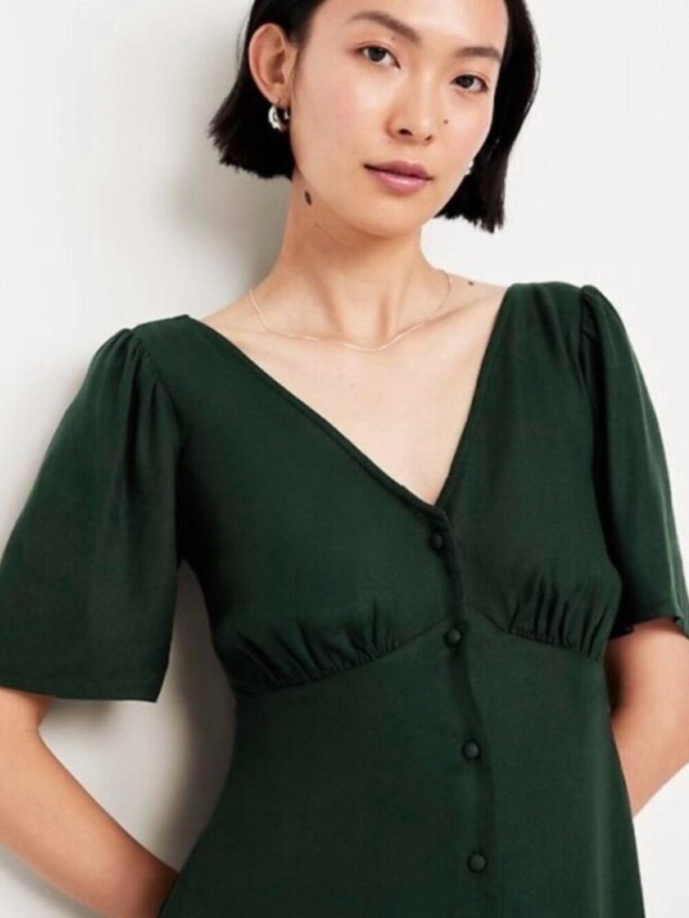 Old Navy Button-Down Crepe Midi Dress Hunter Green